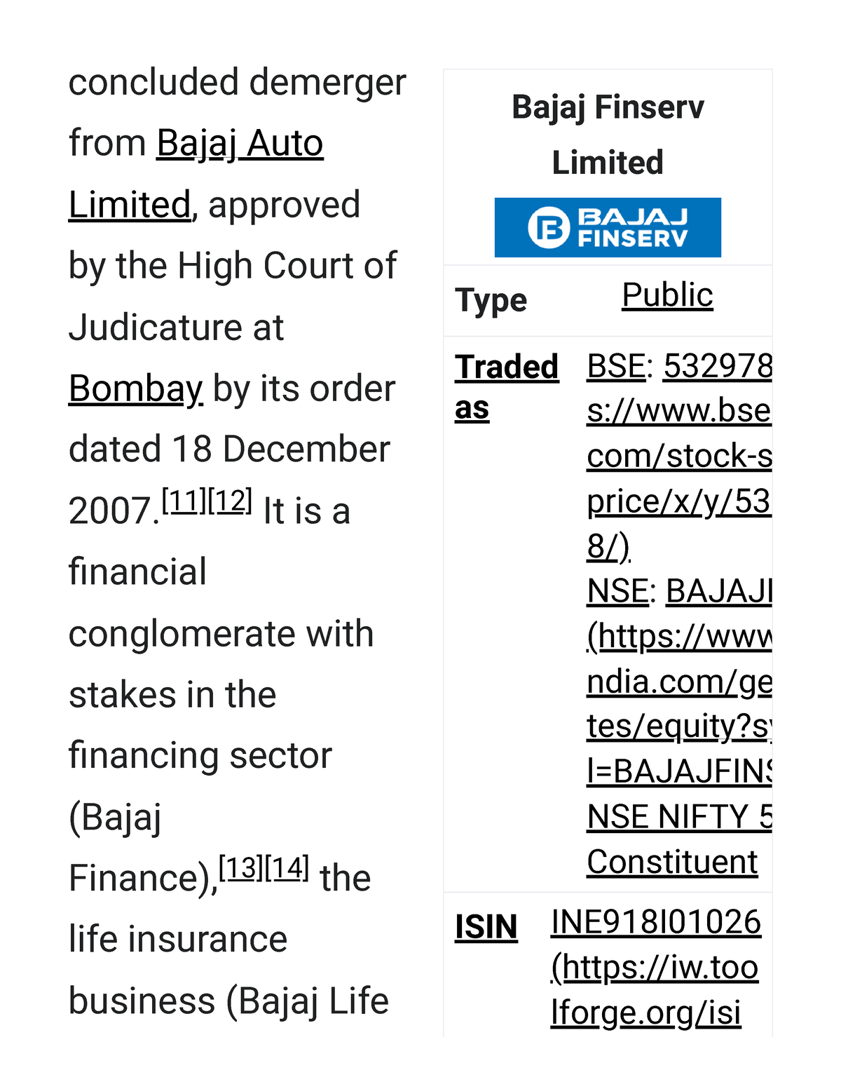 Bajaj Finserv - Wikipedia - Concluded Demerger From Bajaj Auto Limited ...