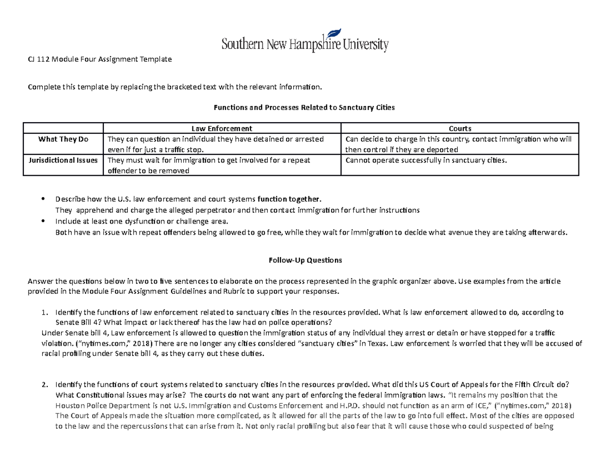 Module Four Assignment Template - CJ 112 Module Four Assignment ...