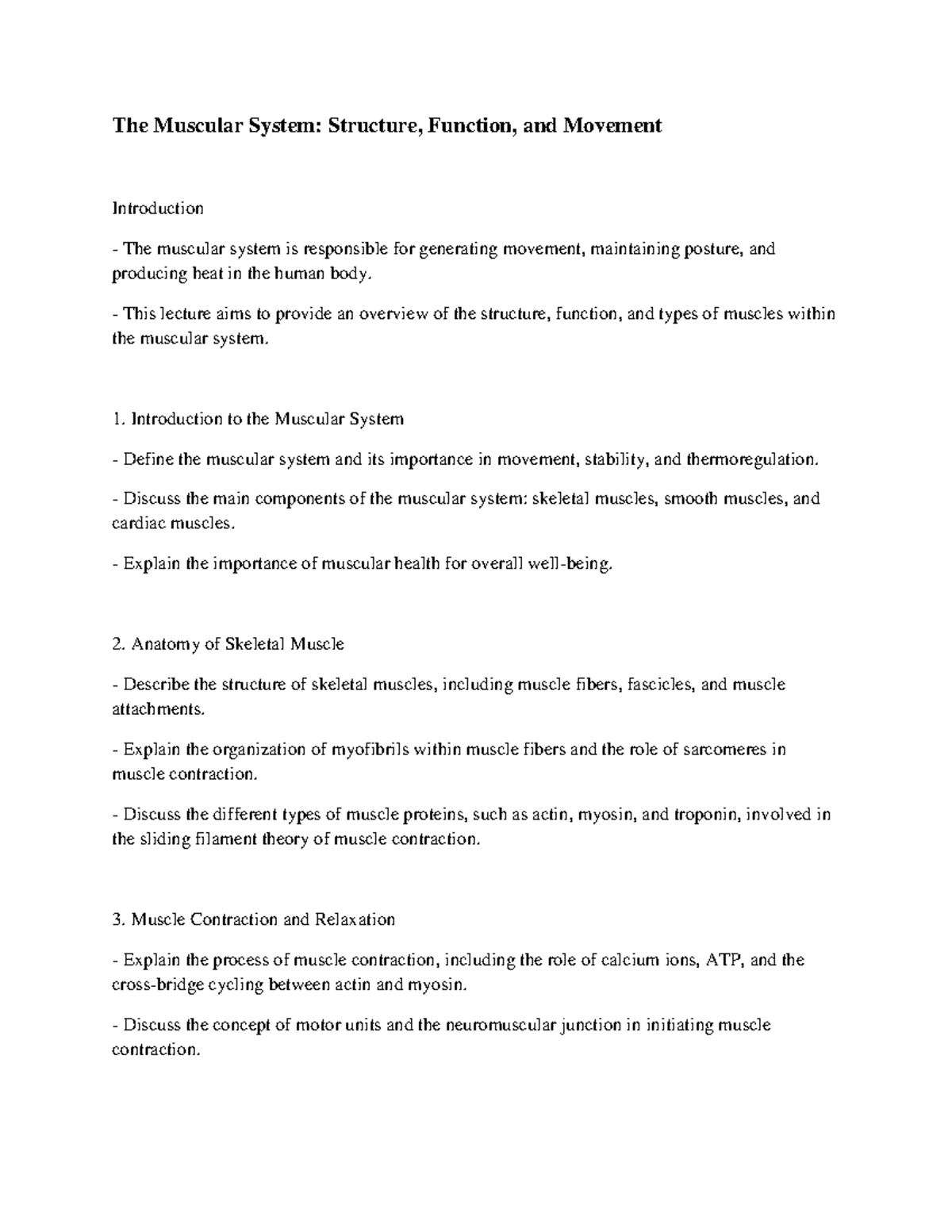 The Muscular System - Structure, Function, and Movement - The Muscular ...