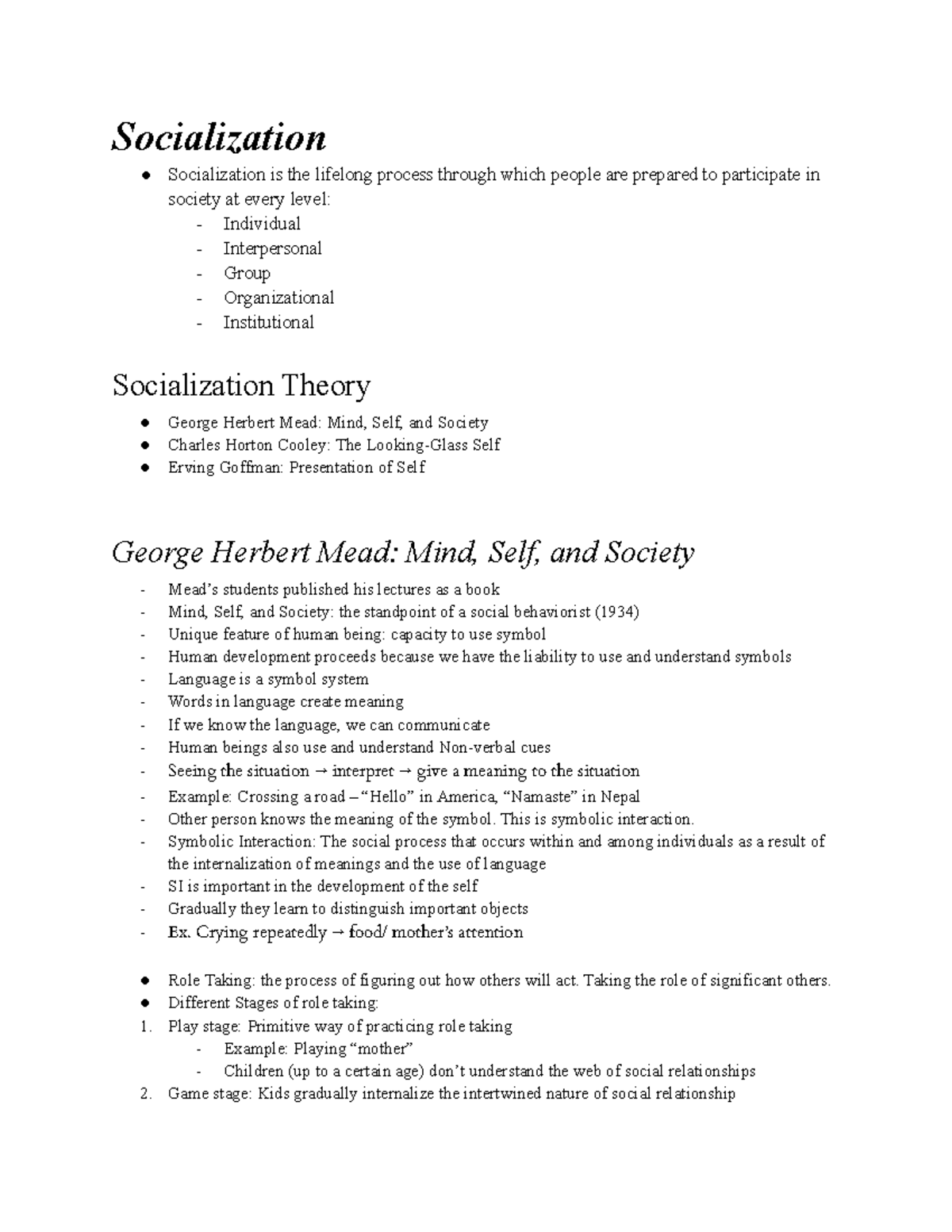 Sociology Chapter 5 Socialization And Social Interaction ...