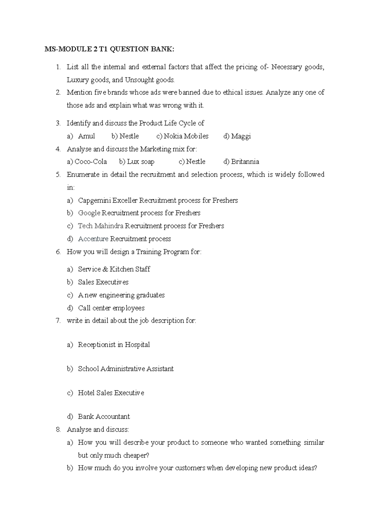 MS-Module 2-T1 QB for B sec - MS-MODULE 2 T1 QUESTION BANK: List all ...