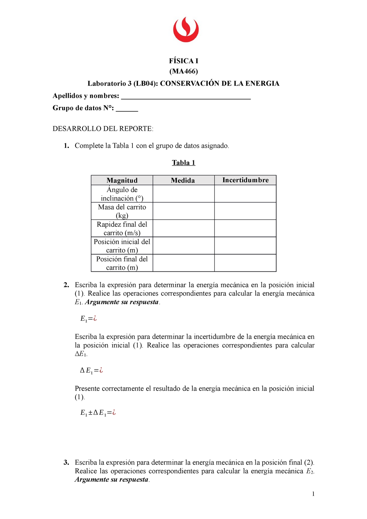 Reporte De Laboratorio 3 De Fisica I Studocu