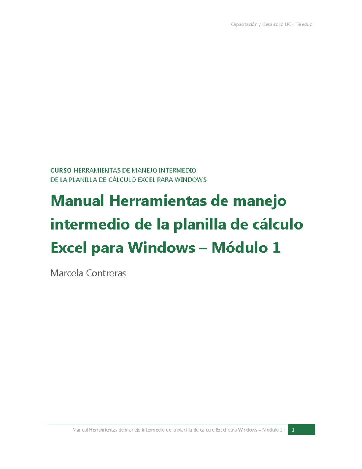 Manual-m1 - CURSO HERRAMIENTAS DE MANEJO INTERMEDIO DE LA PLANILLA DE ...