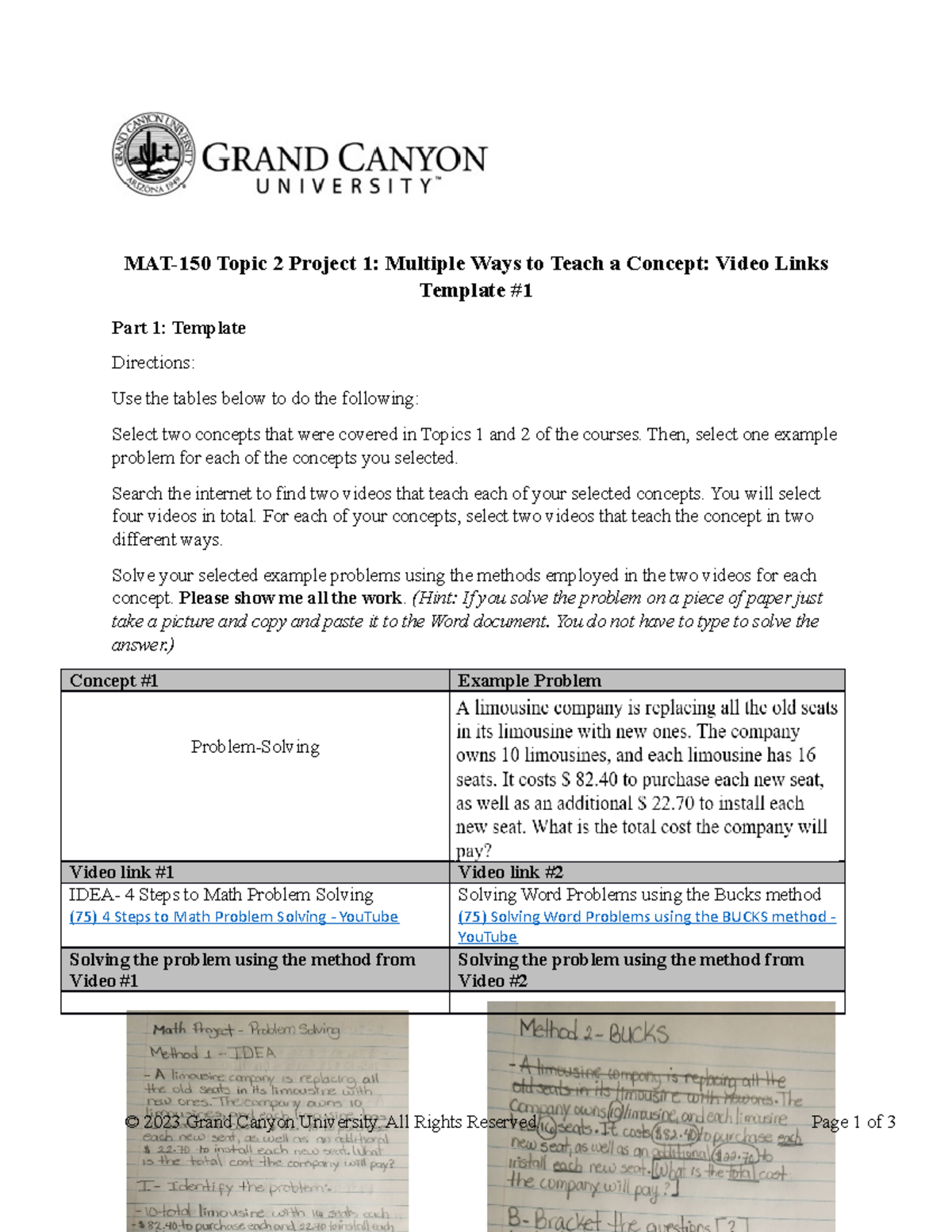 MAT-150-T2-Project 1-Multiple Ways to Teach a Concept Video Links ...