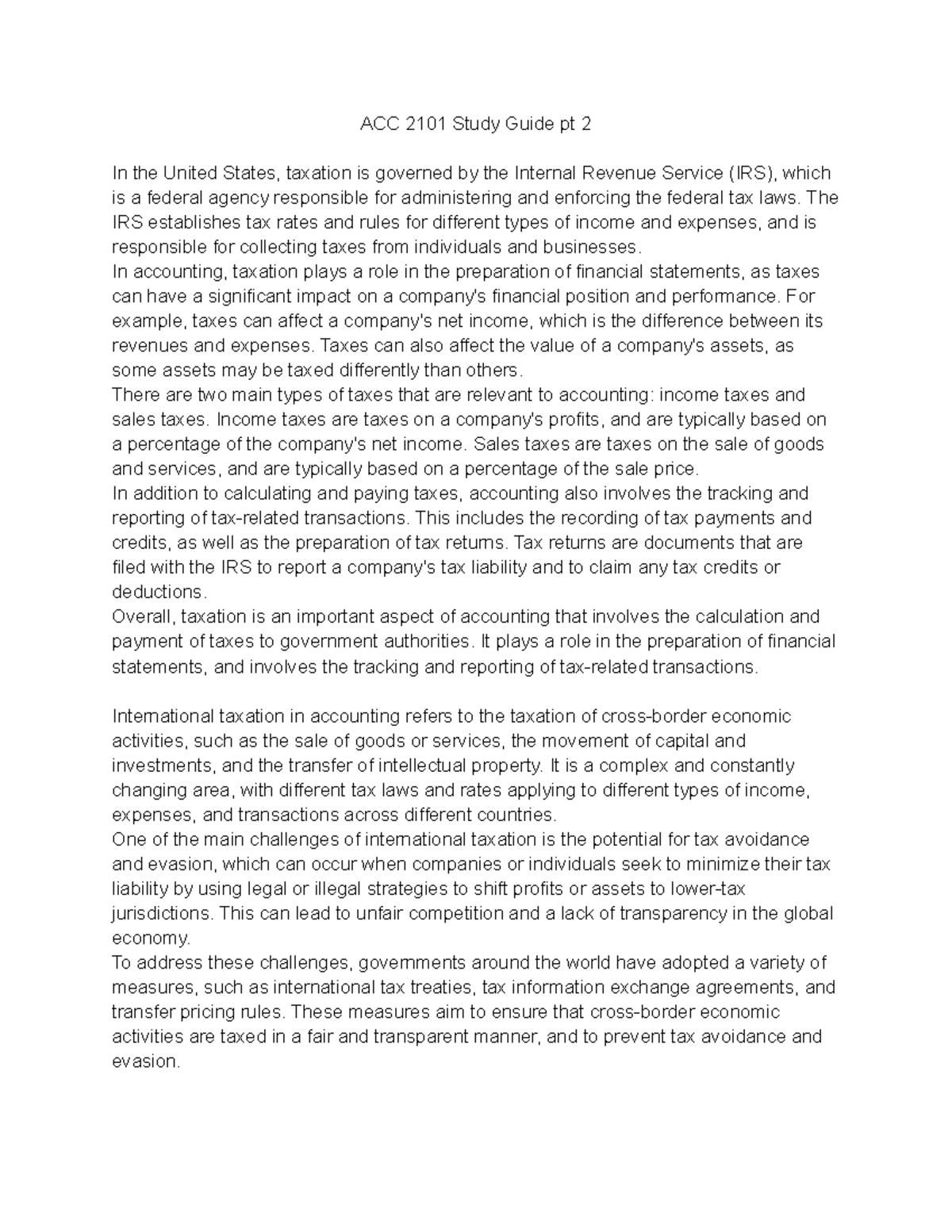 ACC 2101 HARRY DAVIS STUDY GUIDE PT 2 - ACC 2101 Study Guide pt 2 In ...