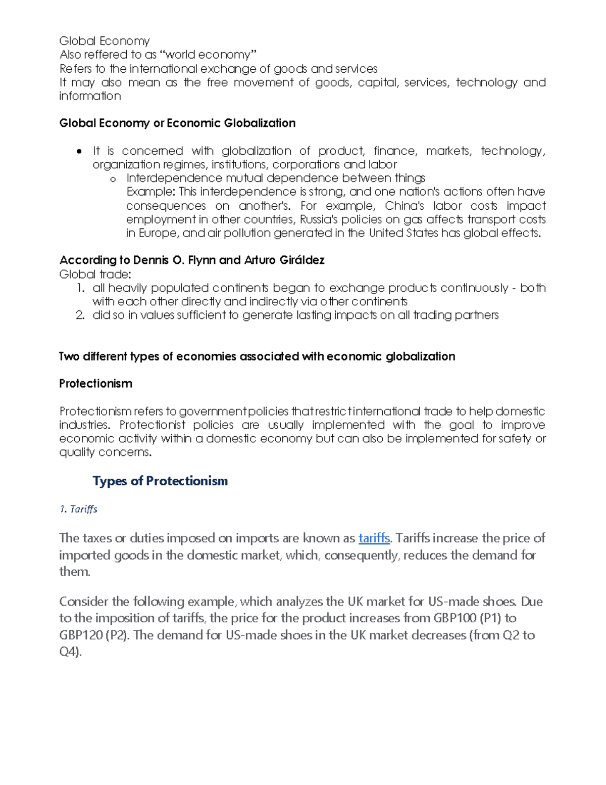 Report - globalization - Global Economy Also reffered to as “world ...