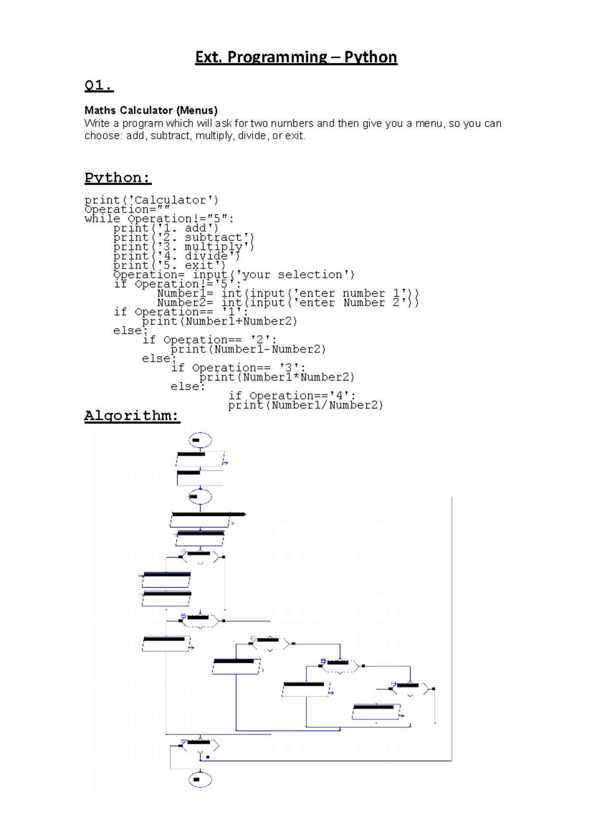 Ext. Python Exercises copia - Ext. Programming – Python Q1. Maths ...