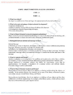 OOAD QUESTION BANK AND NOTES - 1 UNIT I - UNIFIED PROCESS AND USE CASE ...