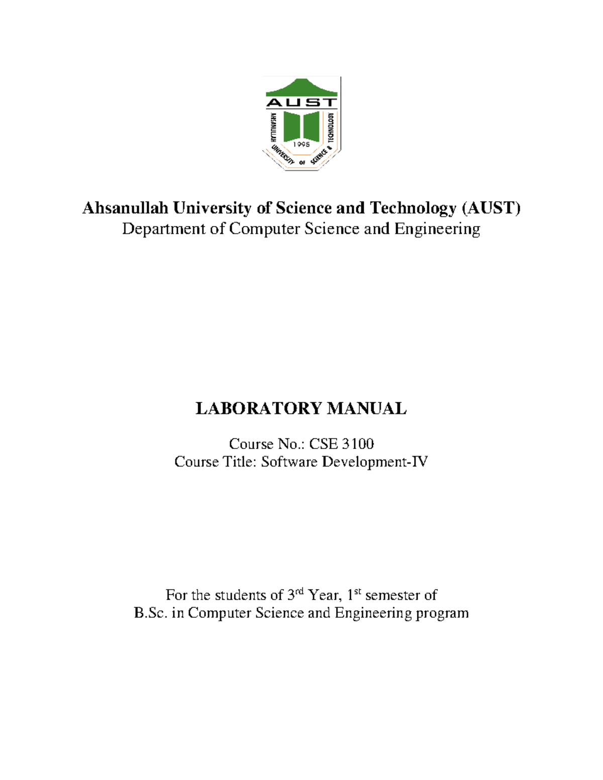 CSE3100Lab Manual web Ahsanullah University of Science and