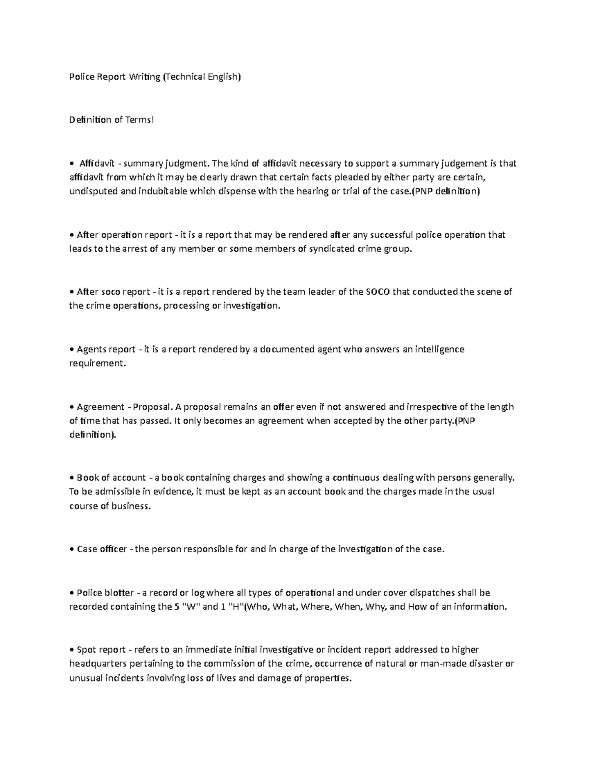 Technical English 1 Police Report Writing (Technical English