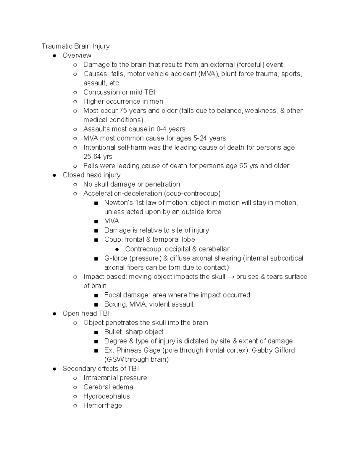 Traumatic brain injury - Traumatic Brain Injury Overview Damage to the
