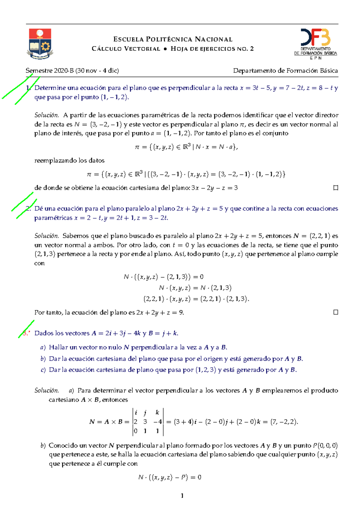 Hoja De Ejercicios Resueltos 2 Calculo Vectorial Epn Studocu