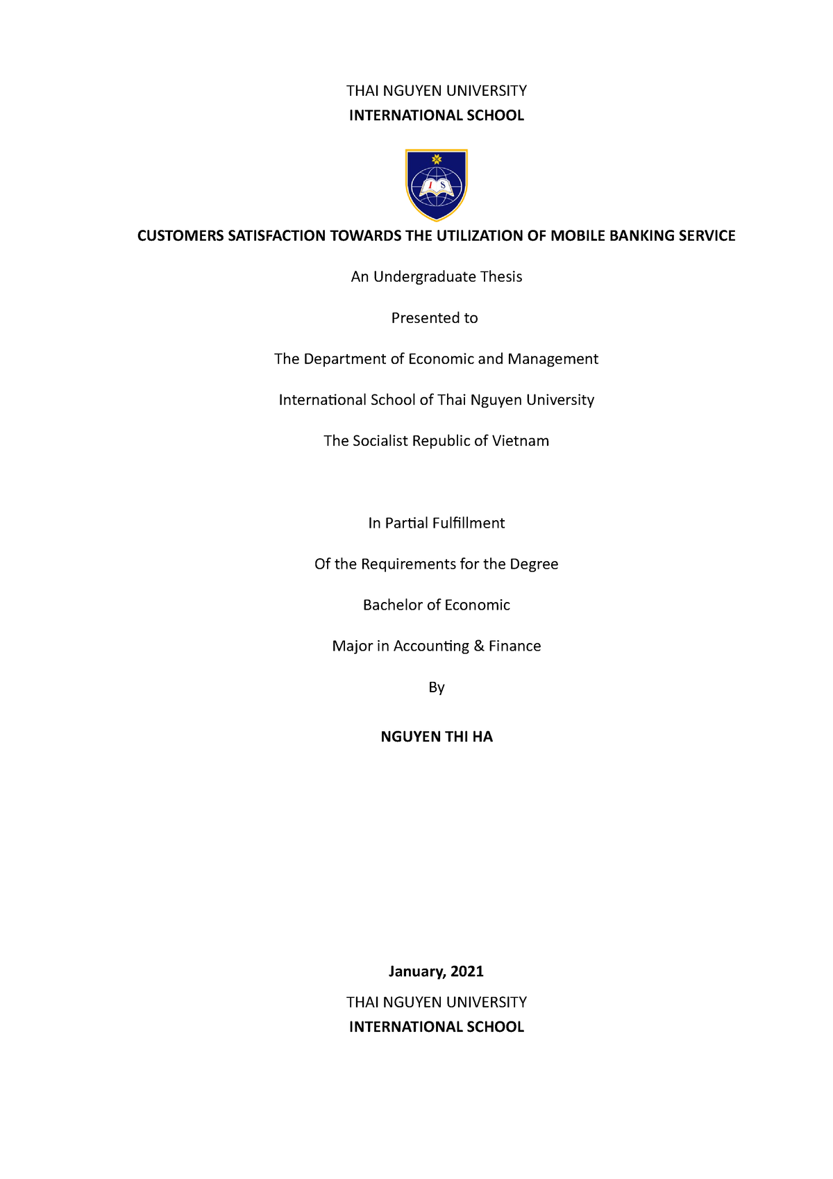 mba thesis on customer satisfaction