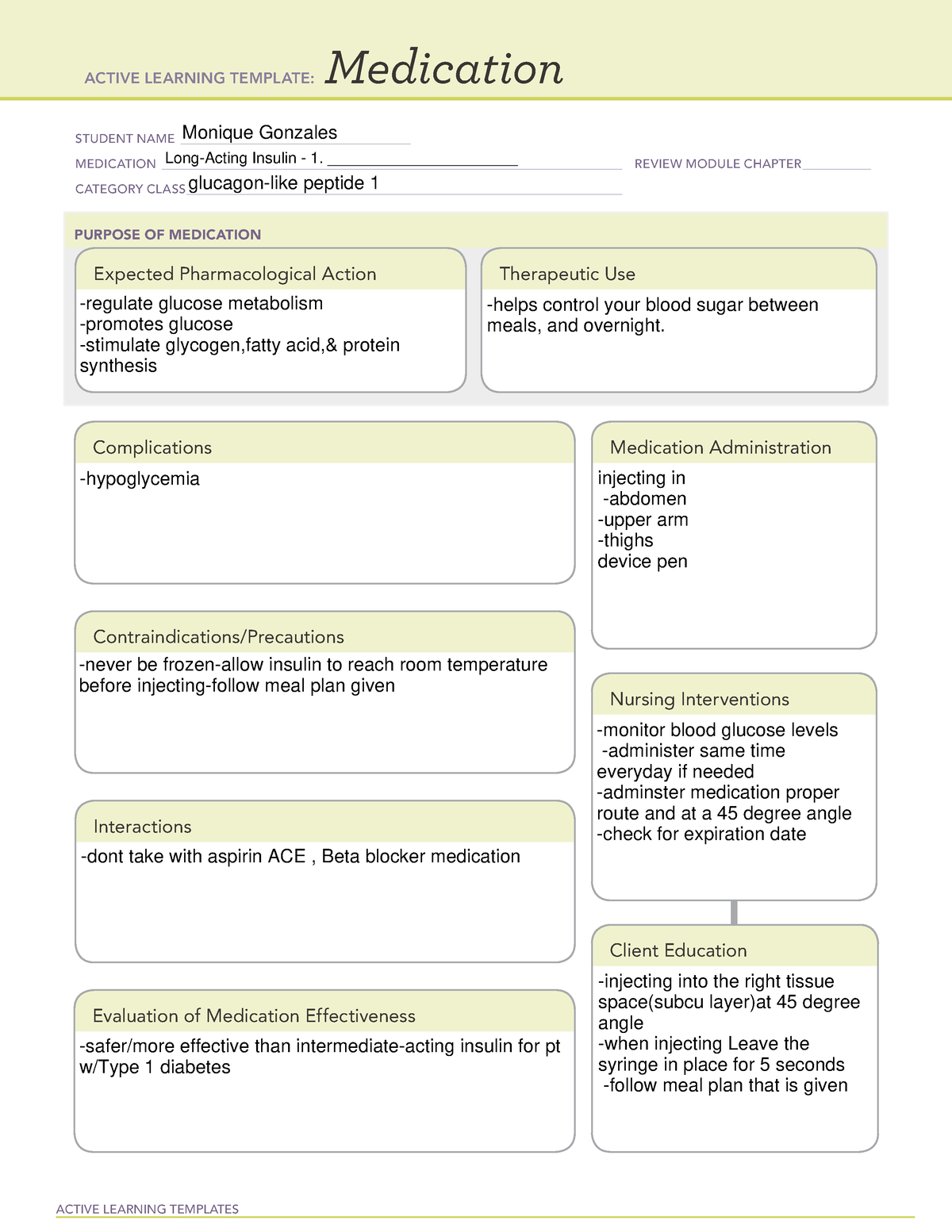 Long acting insulin Active learning template ACTIVE LEARNING