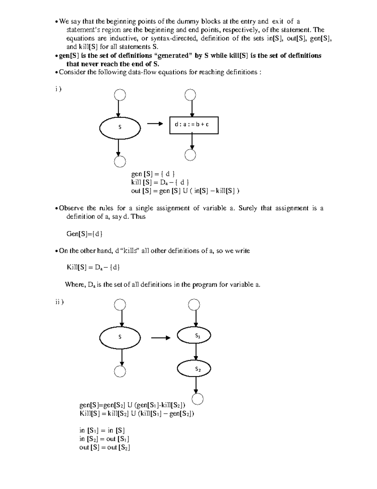 Conservative estimation of data flow information - S d : a : = b + c We ...