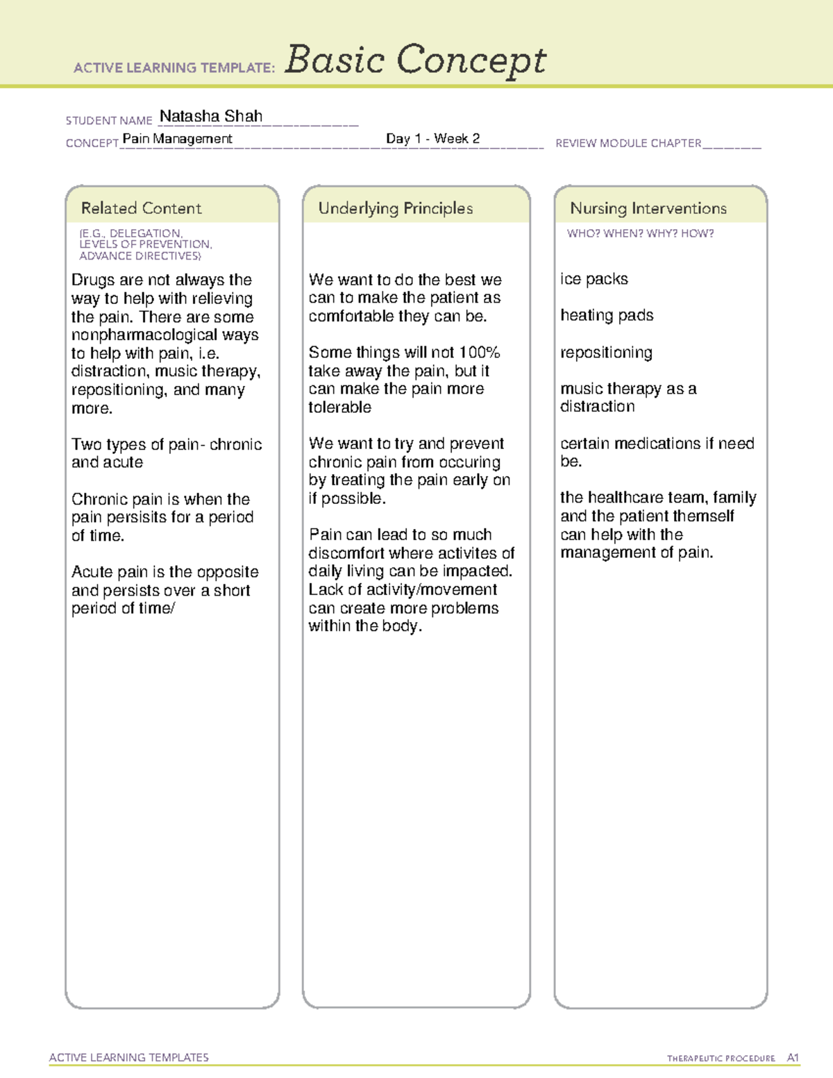 Pain Management Ati Template