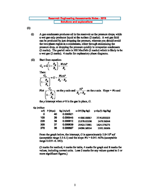 Reservoir engineering coursework solution for 2019 - Studocu