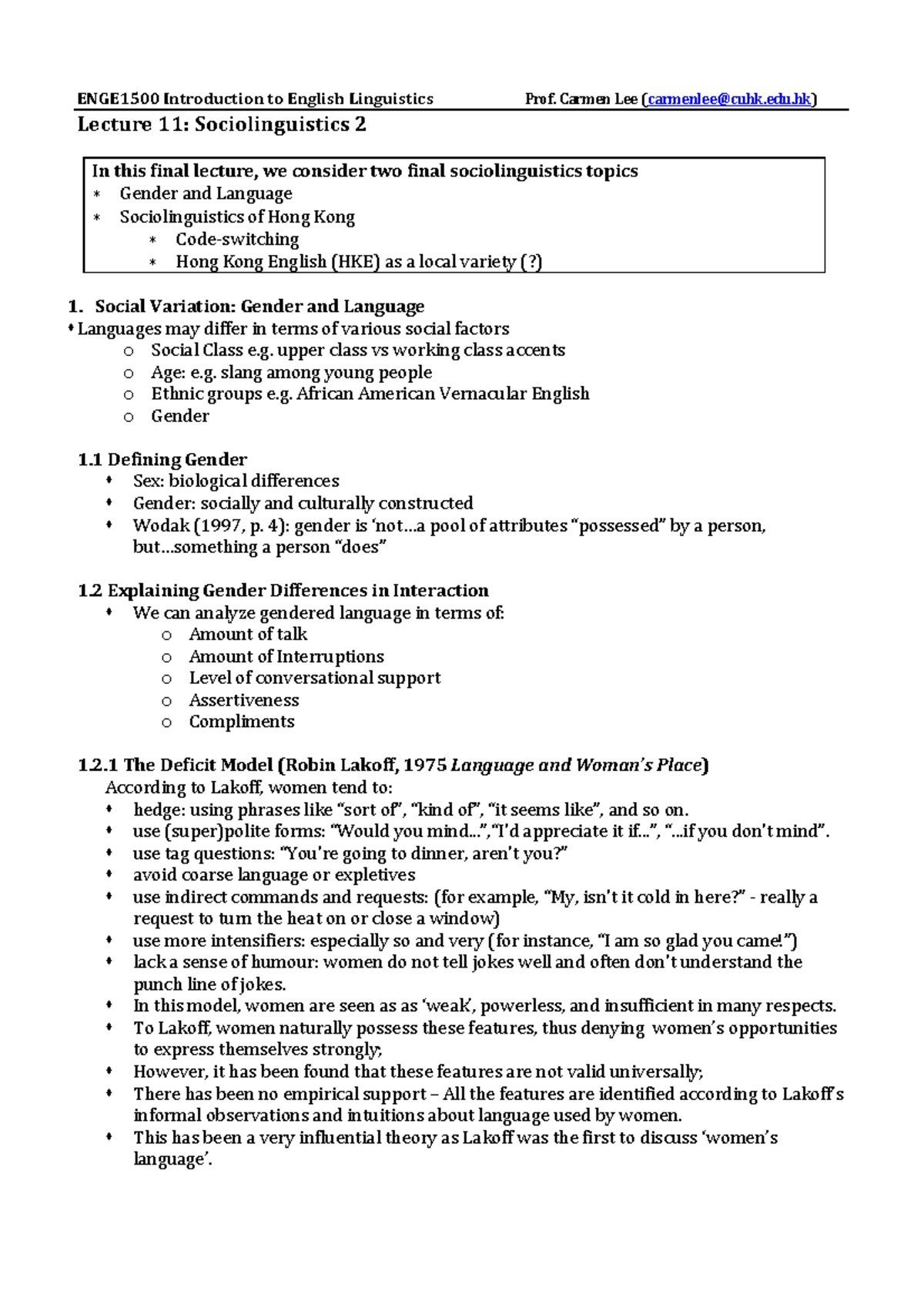 L11 handout hksocioling 2 - ENGE1500 Introduction to English ...