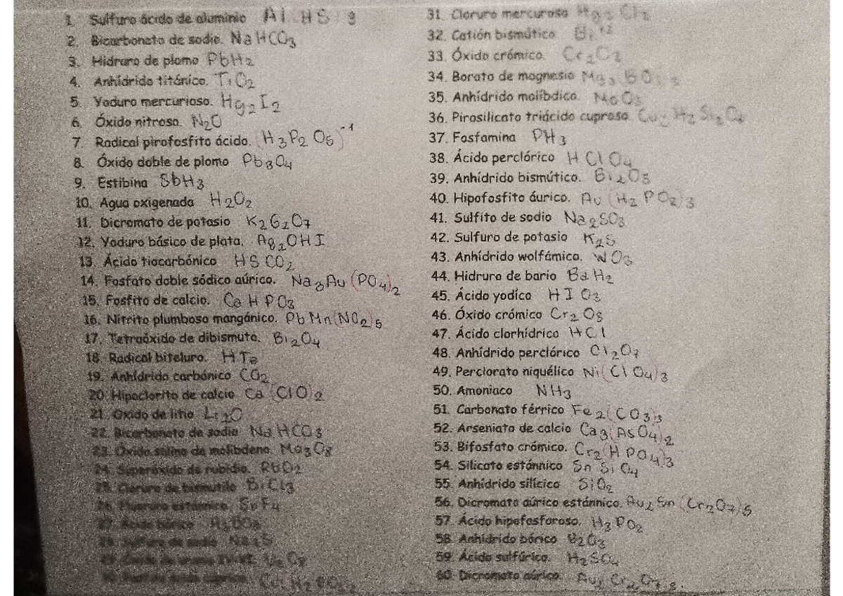 Química inorgánica - 1. Sulfure ácido de aluminio AICHSIS 31. Cloruro ...