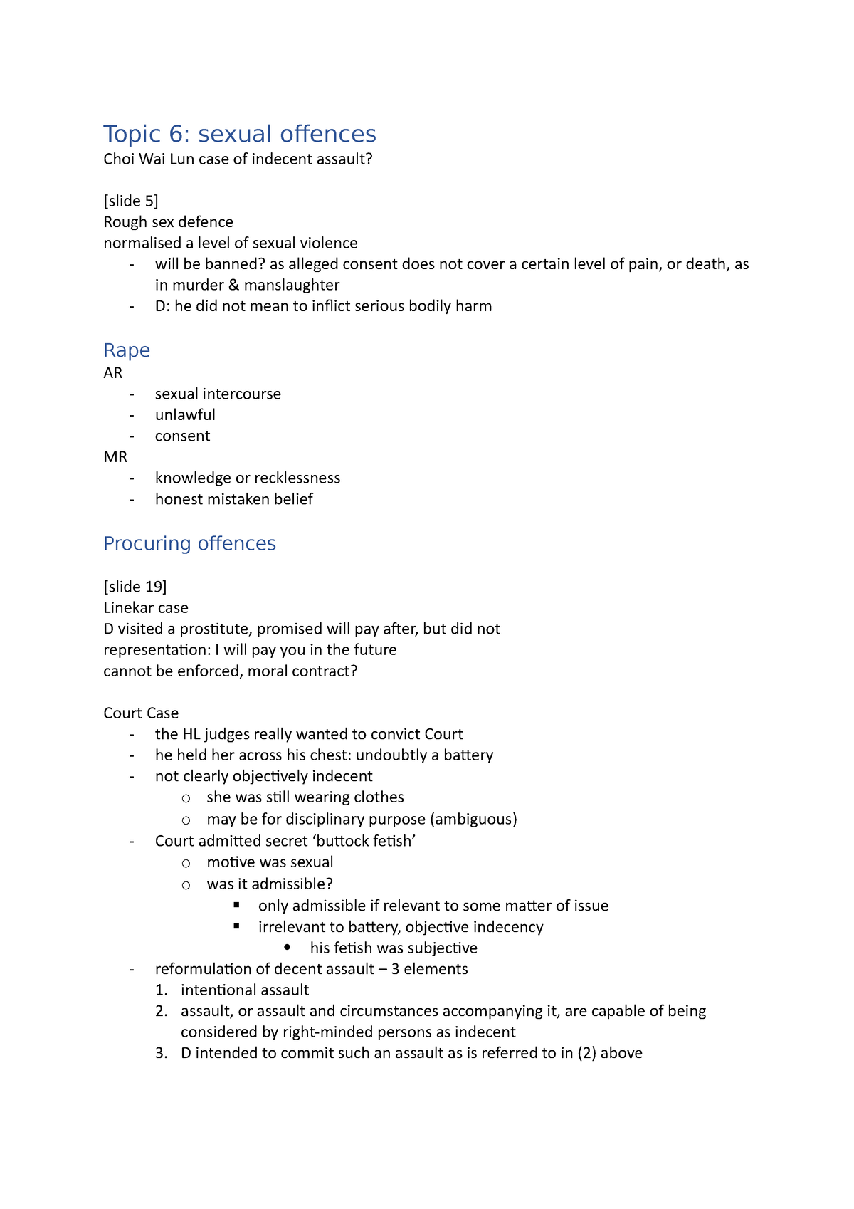 Topic 6 Sexual Offences Topic 6 Sexual Offences Choi Wai Lun Case Of Indecent Assault 6818