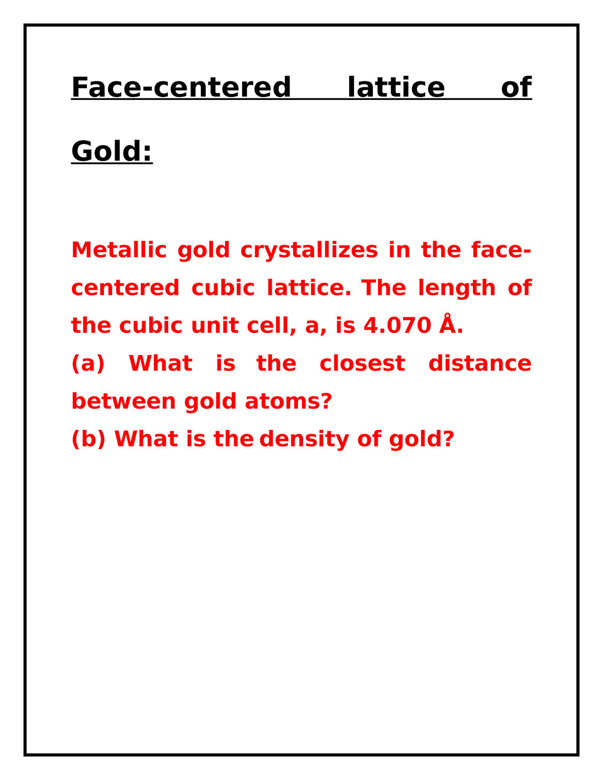 Face-centered Lattice Of Gold - Face-centered Lattice Of Gold: Metallic ...