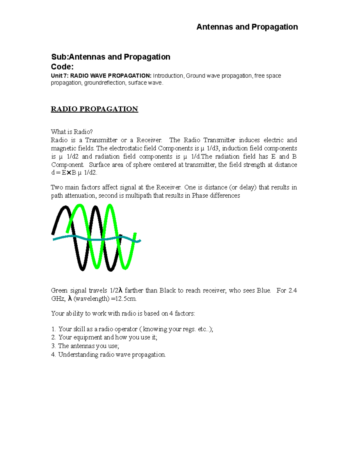 Antennas-and-Wave-Propagation U5New - Antennas and Propagation Sub:Antennas  and Propagation Code: - Studocu