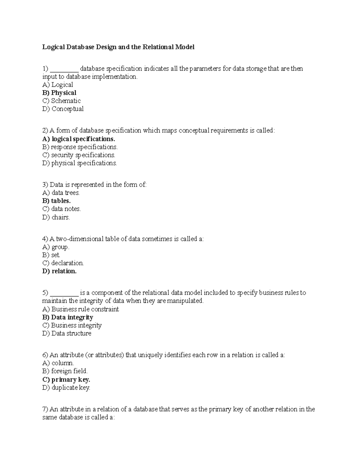Logical Database Design and the Relational Model - Logical Database ...