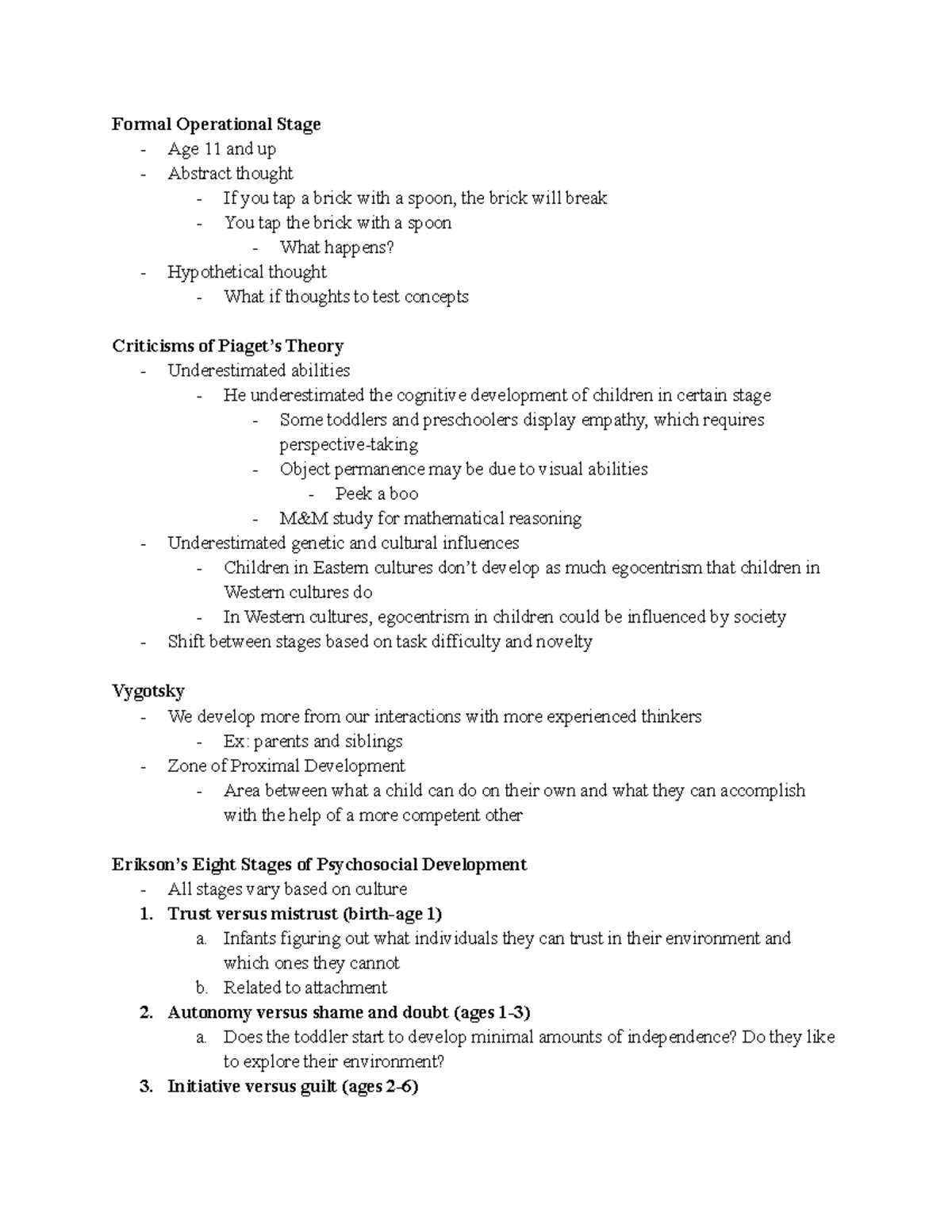 April 14th Notes Development - Formal Operational Stage Age 11 and up ...
