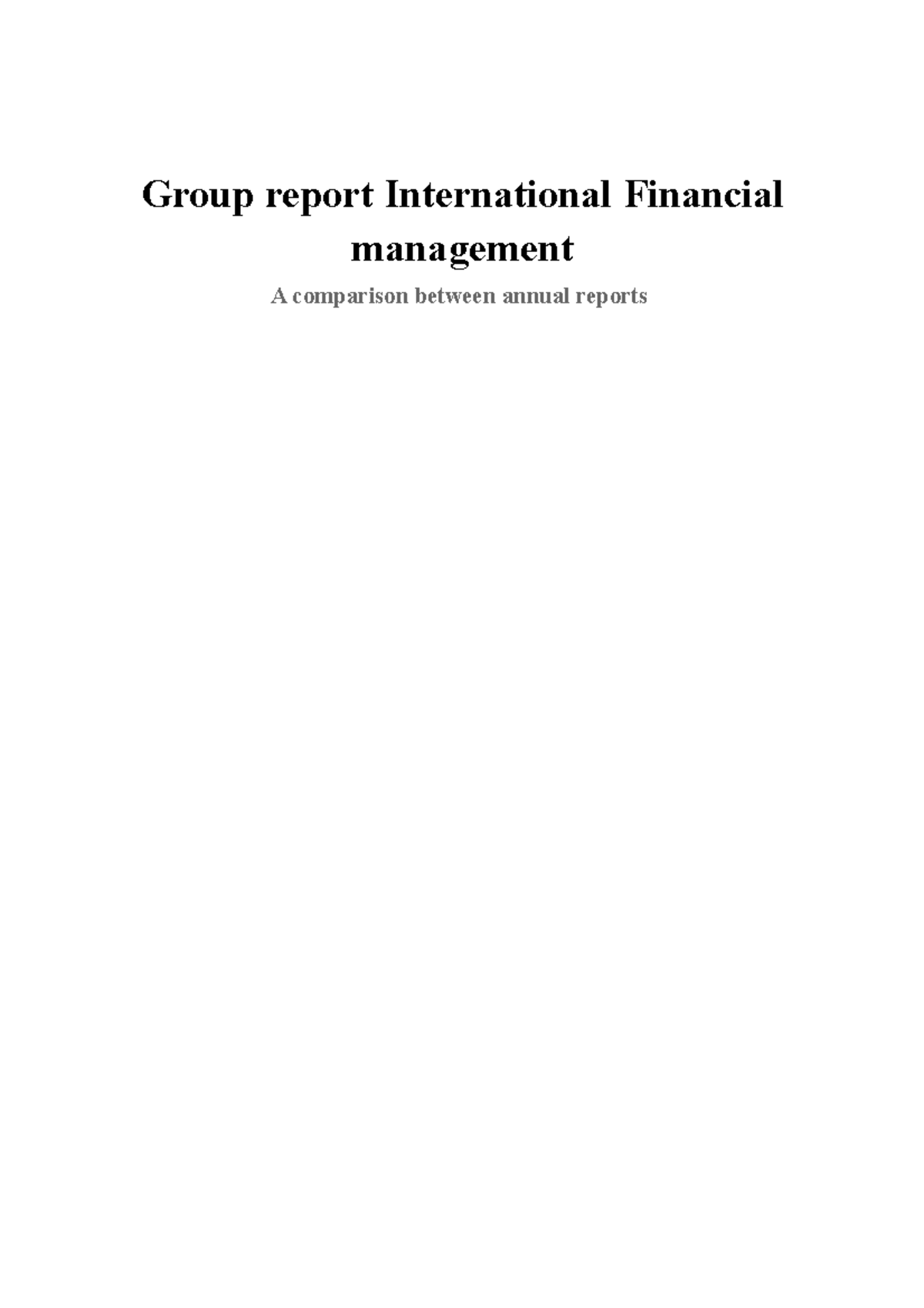 Report IFM - Group report International Financial management A ...