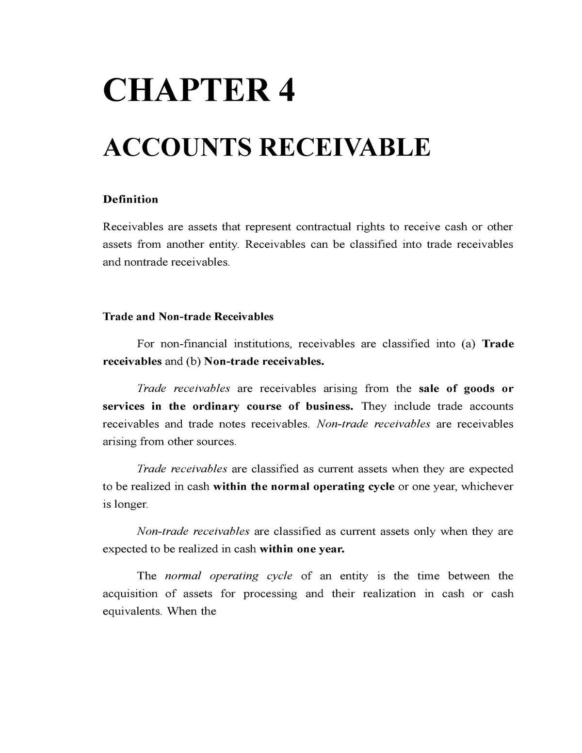 Chapter 4-Accounts Receivable - CHAPTER 4 ACCOUNTS RECEIVABLE ...