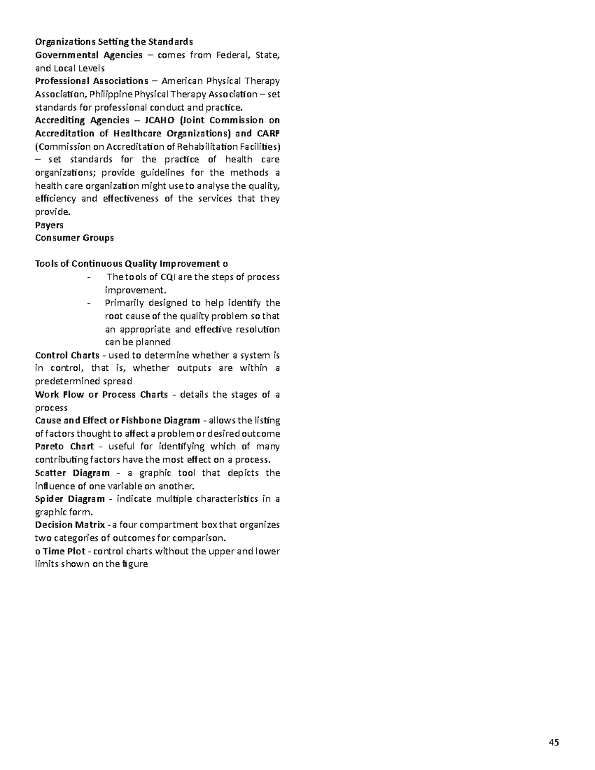 PTPM Finals 45 - reviwer in ptpm - 45 Organiza ons Se ng the Standards ...