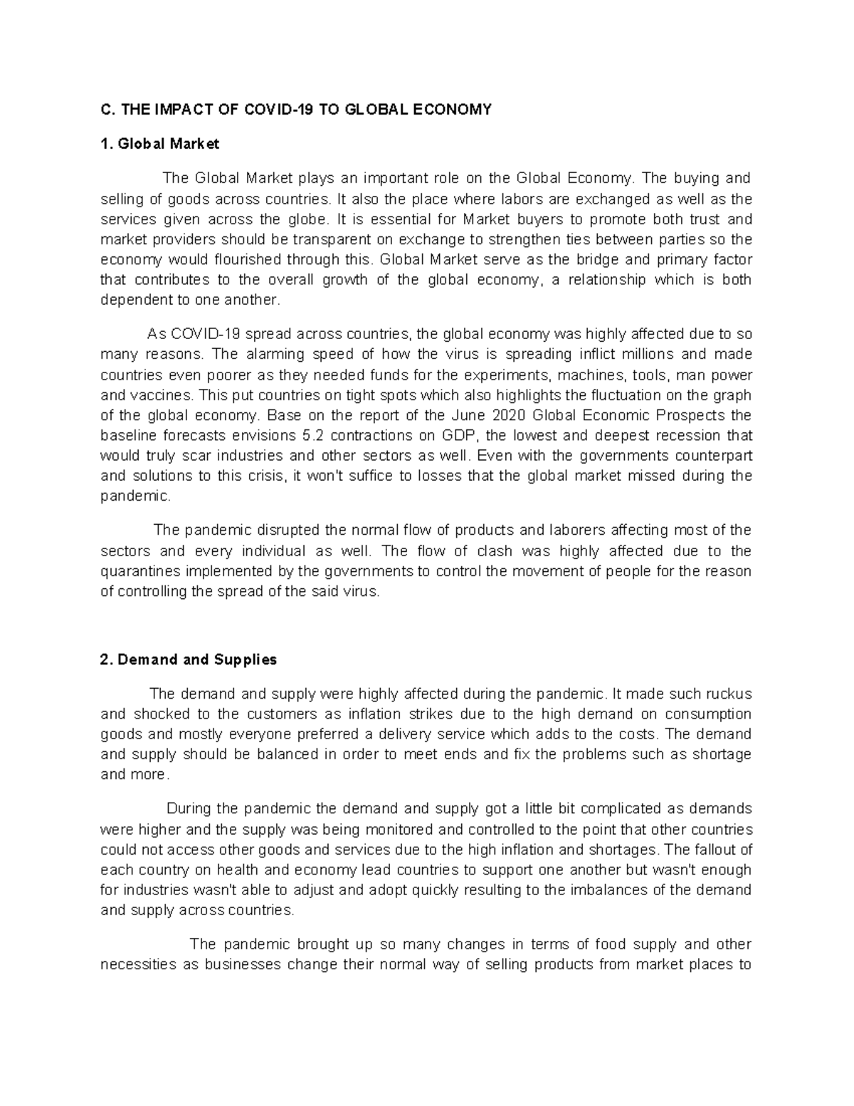 Subtopic 3 - xjyndfct - C. THE IMPACT OF COVID-19 TO GLOBAL ECONOMY ...