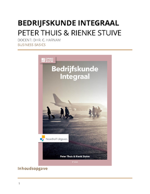 Samenvatting Boek Bedrijfskunde Integraal Hoofdstuk 1 Tm 8[5232 ...