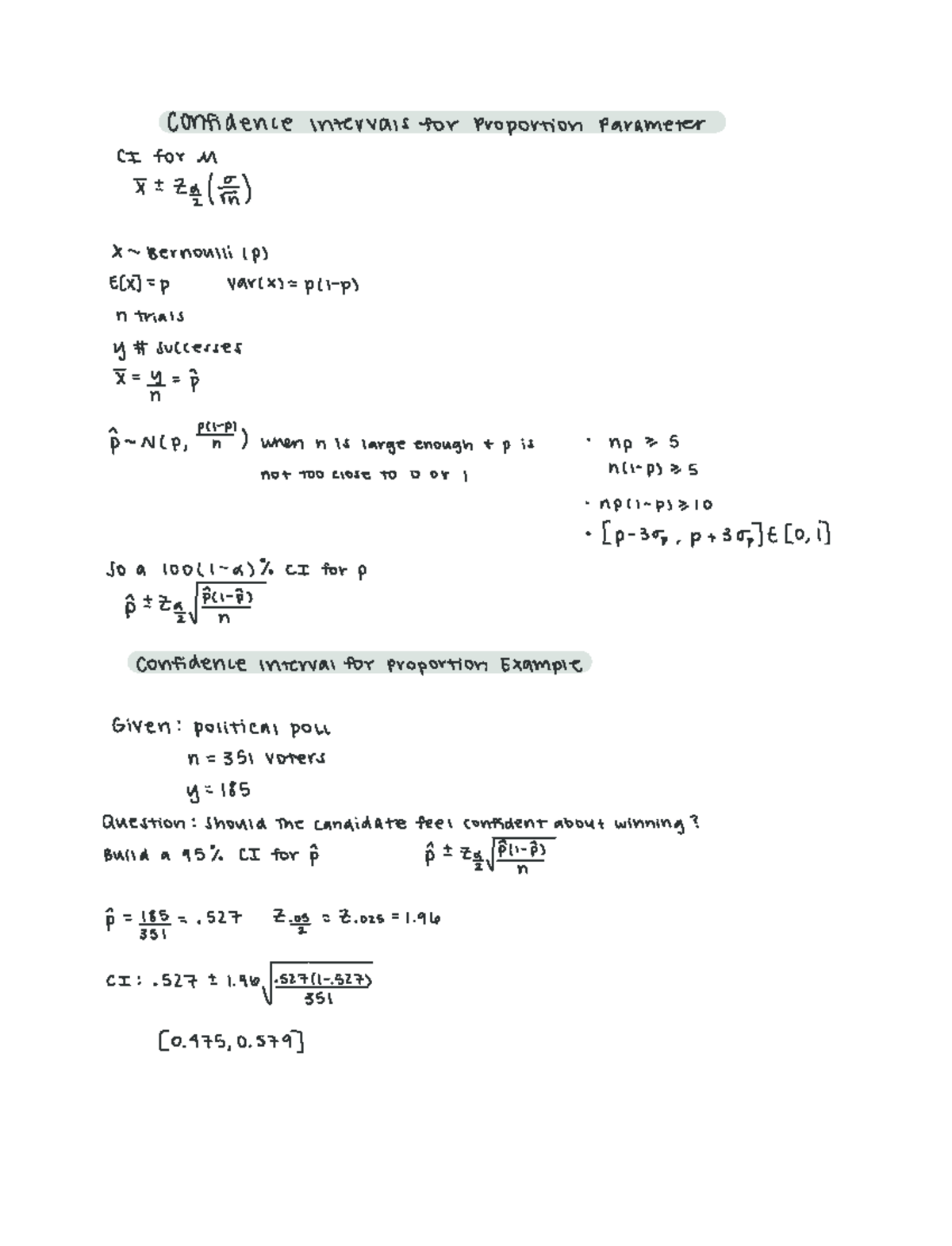 Confidence Intervals for Proportion Parameter - Confidence intervals ...