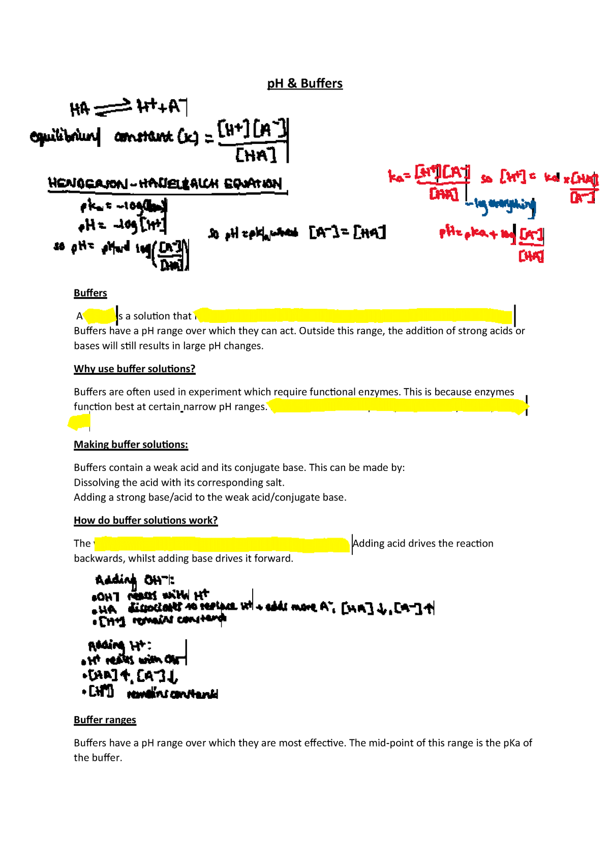 P H And Buffers Lecture Notes Spl Ucl Studocu