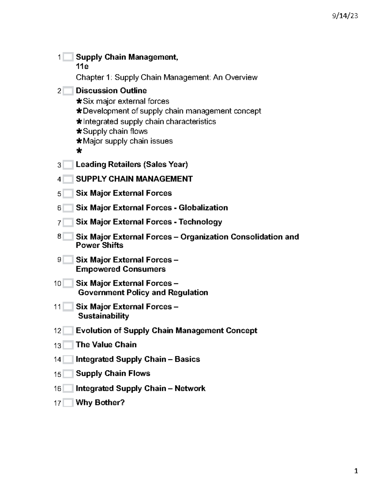 Chapter 1 Supply Chain Management - 9/14/ 1 Supply Chain Management ...