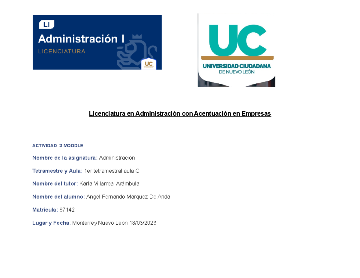 Licenciatura En Administración Con Acentuación En Empresas