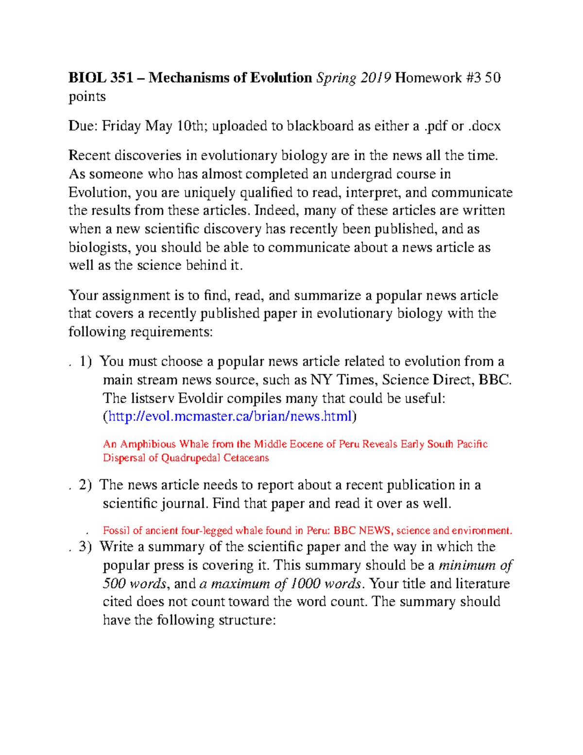 BIO351 Homework 3 - BIOL 351 – Mechanisms of Evolution Spring 2019 ...