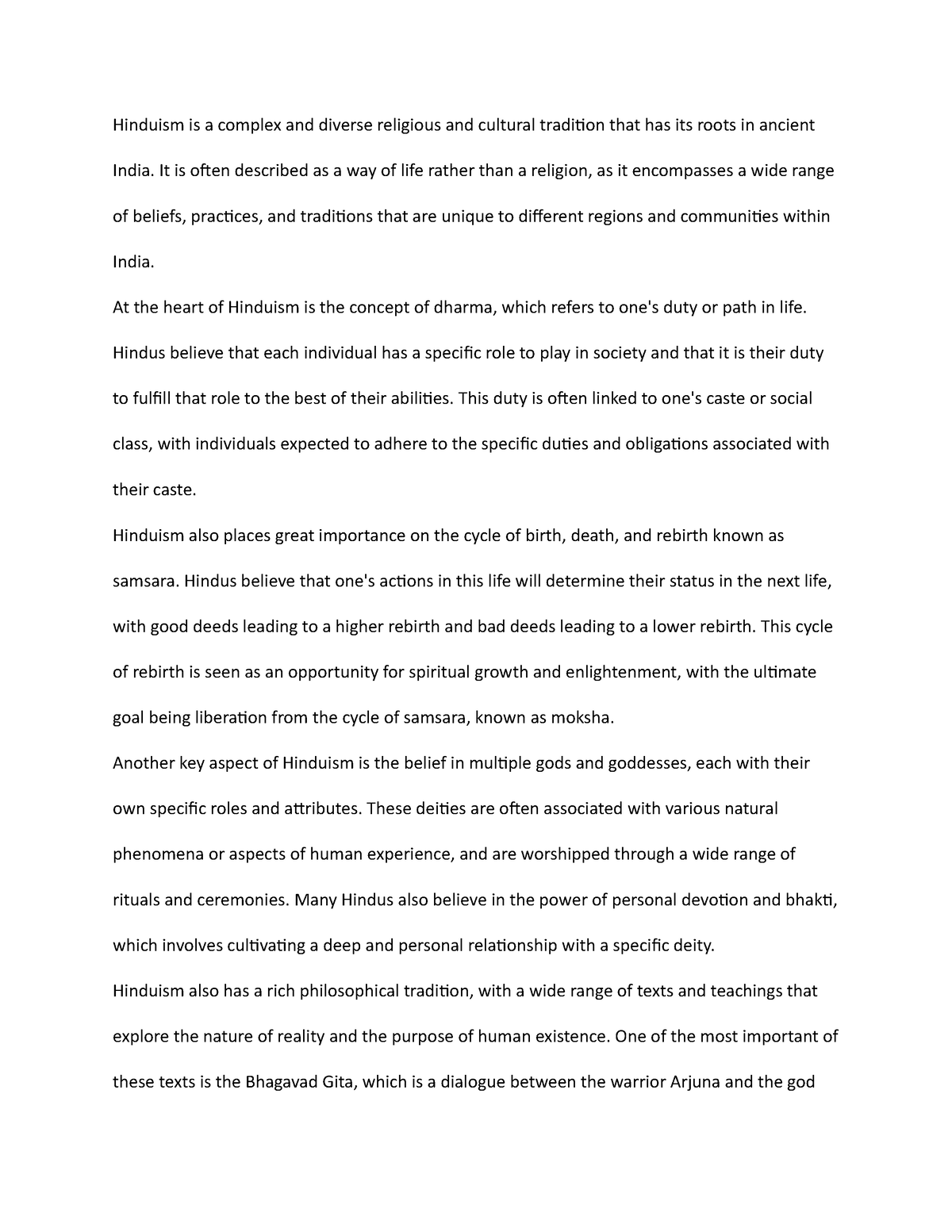 hinduism essay pdf