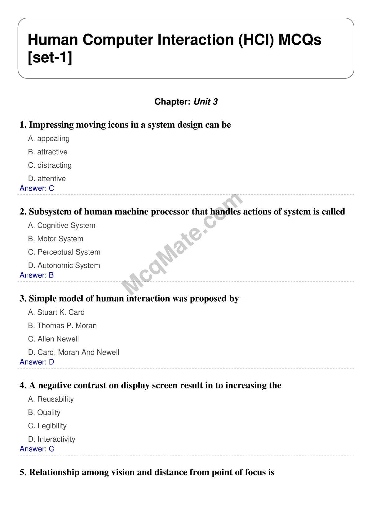 Unit-3-set-1 Mcqmate - McqMate Human Computer Interaction (HCI) MCQs ...