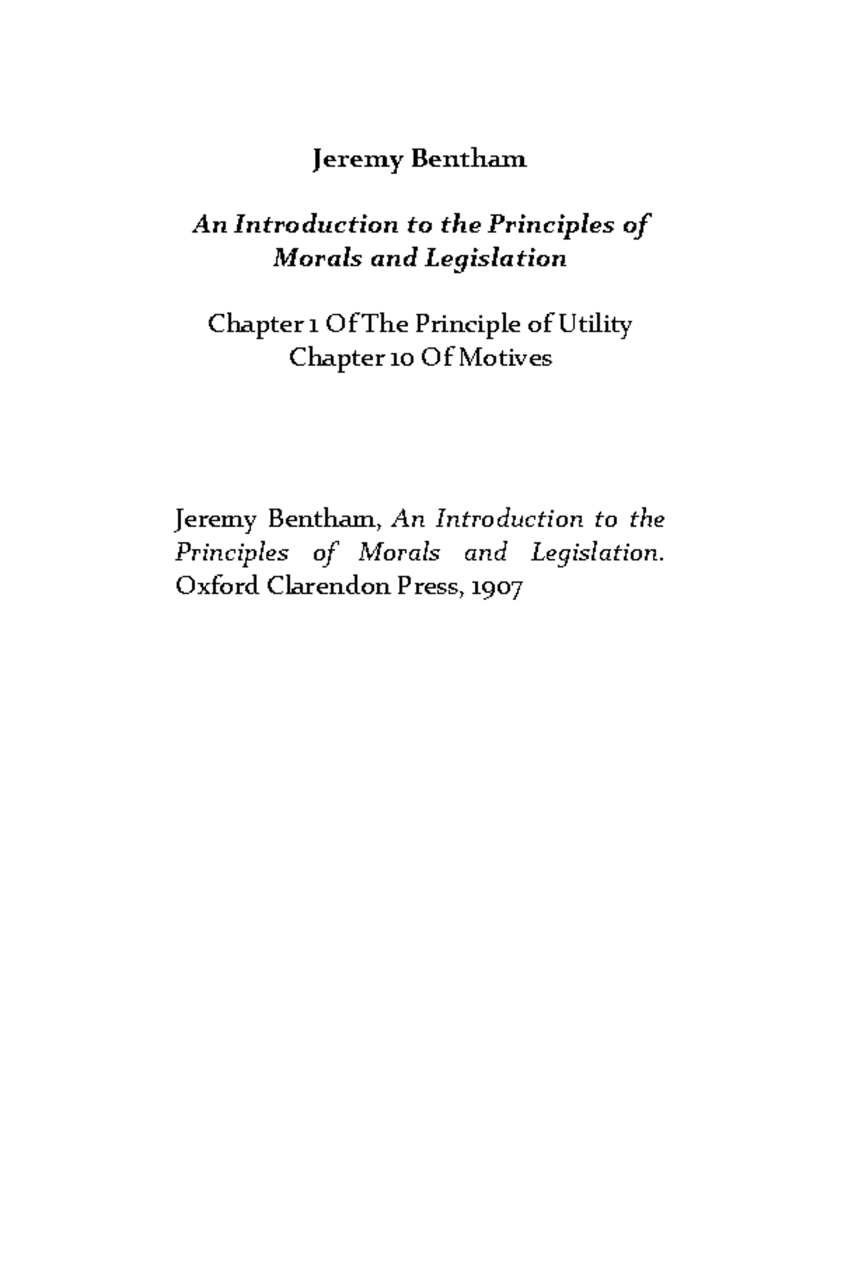 Chapter 9 Bentham - Jeremy Bentham An Introduction to the Principles of ...