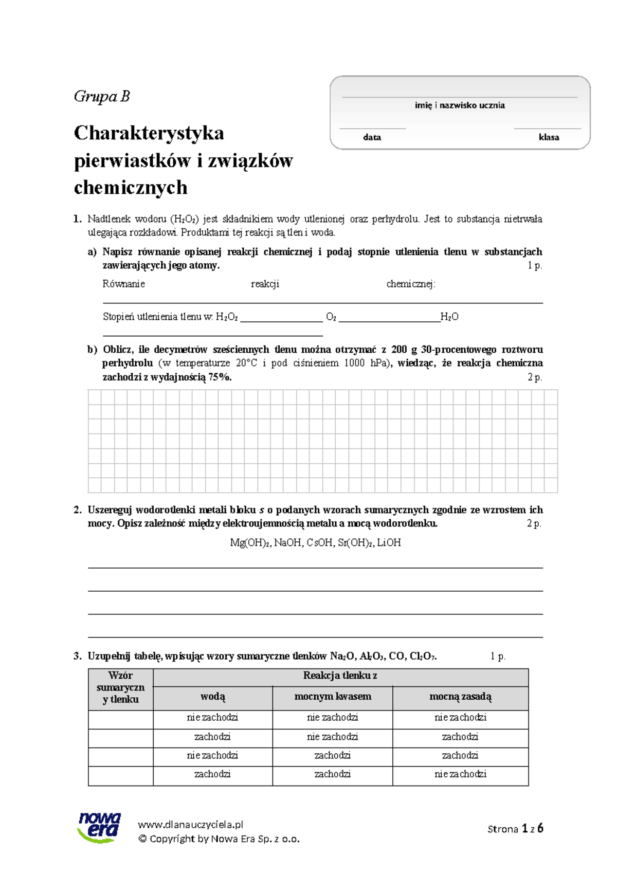 Sprawdzian 9 charakterystyka pierwiastkow grupa b - dlanauczyciela