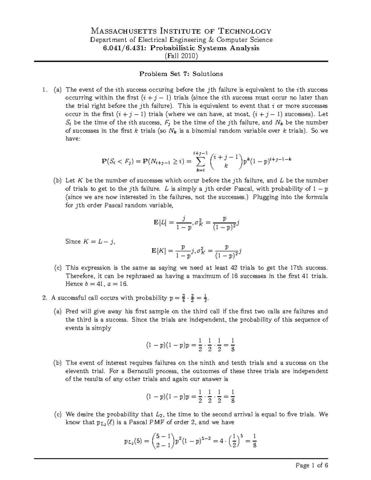 Seminar assignments - Assignment 7 solutions - Massachusetts Institute ...