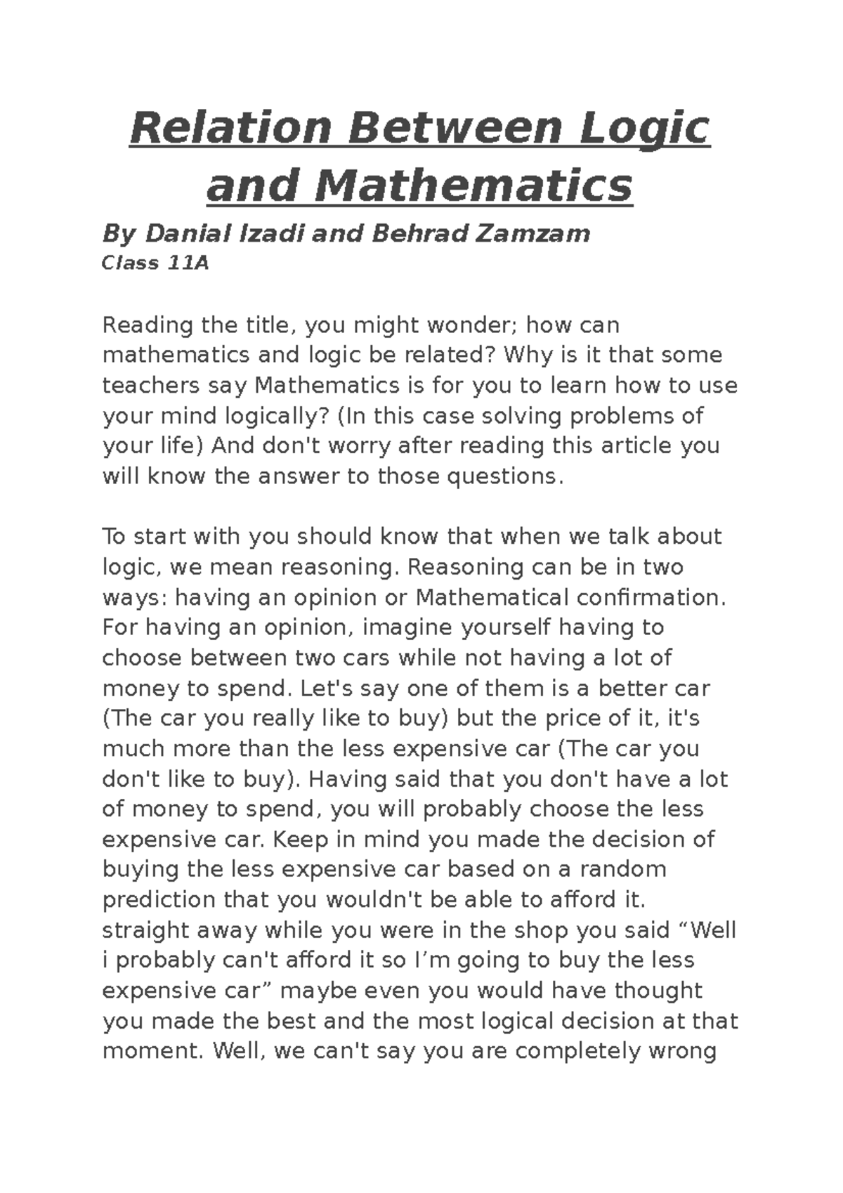 Relation Between Mathematics And Logic - Relation Between Logic and ...