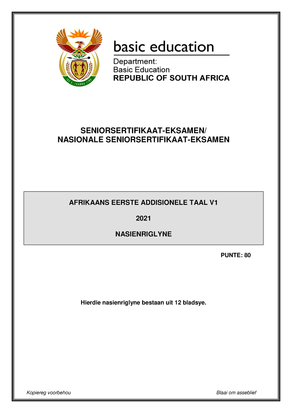 Afrikaans FAL P1 May-June 2021 MG - SENIORSERTIFIKAAT-EKSAMEN ...