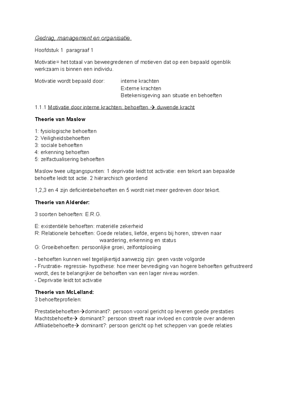 Samenvatting Gedrag In Organisaties - Hoofdstuk 1 - Gedrag, Management ...