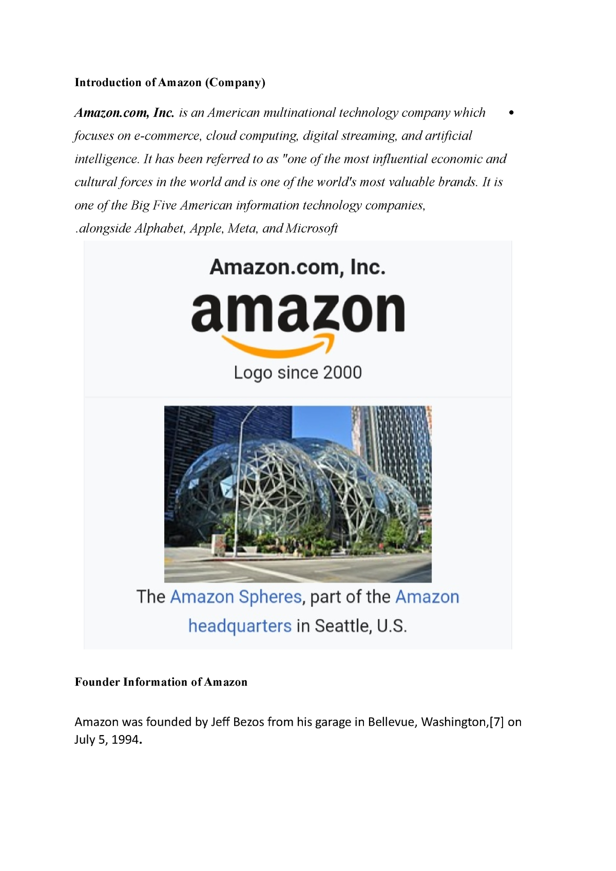 research paper about amazon company