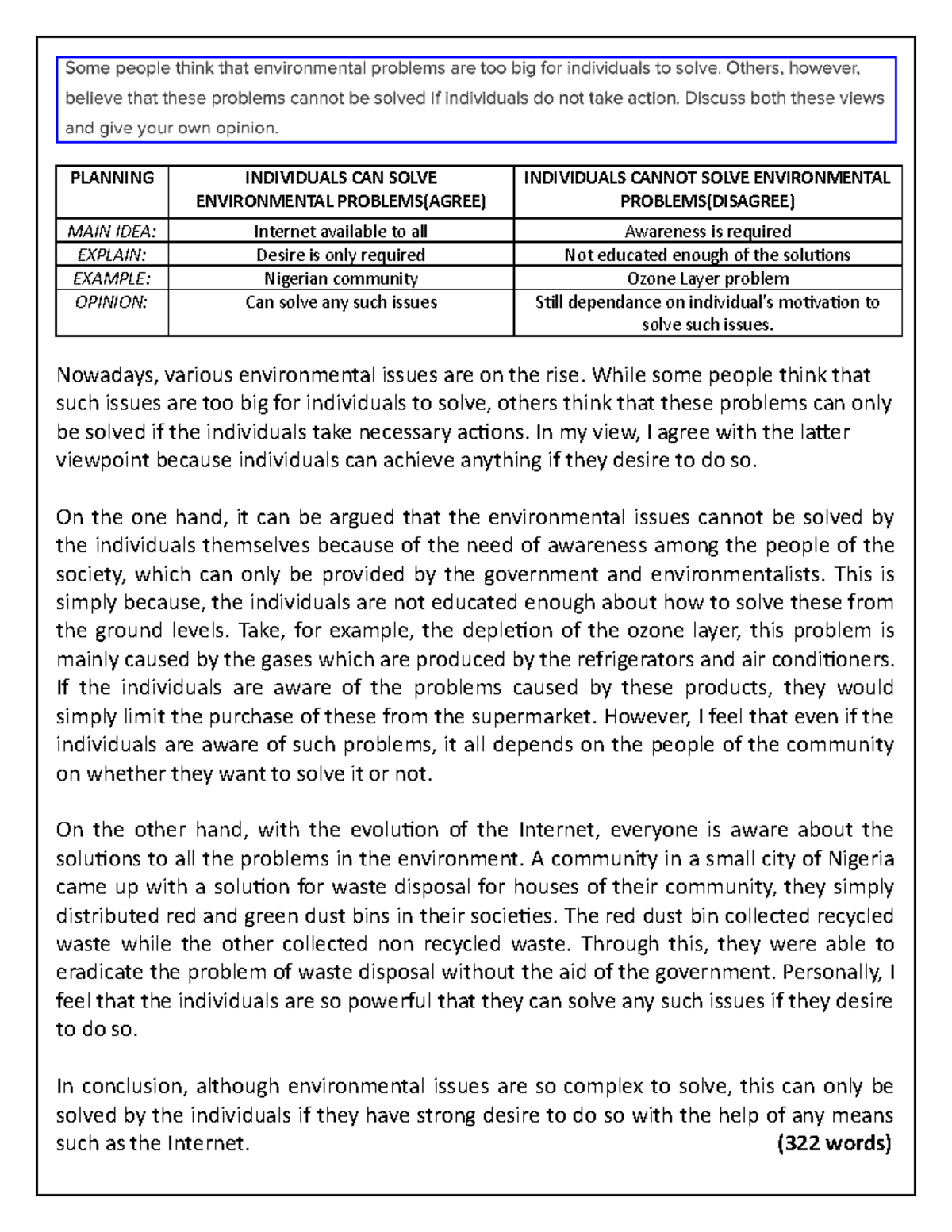 solve environmental problems essay