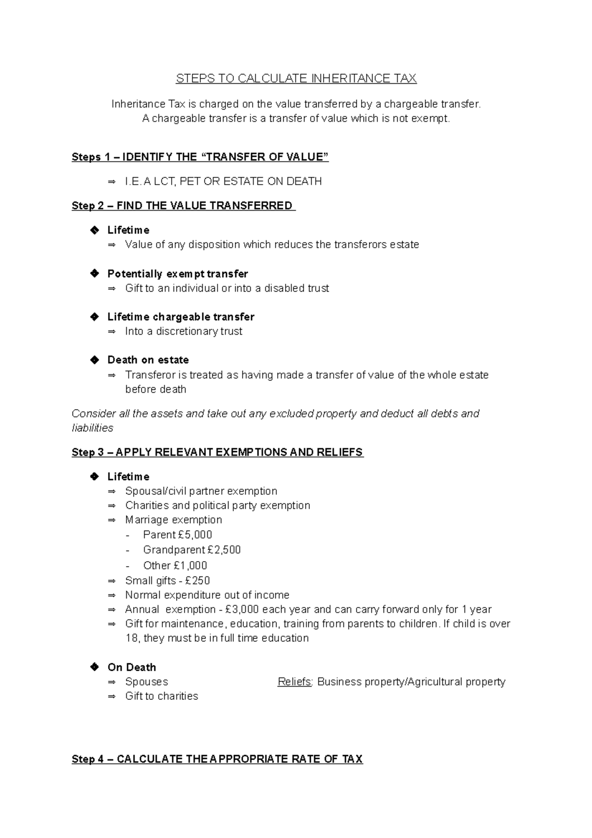 Steps On How To Calculate Inheritance TAX - STEPS TO CALCULATE ...