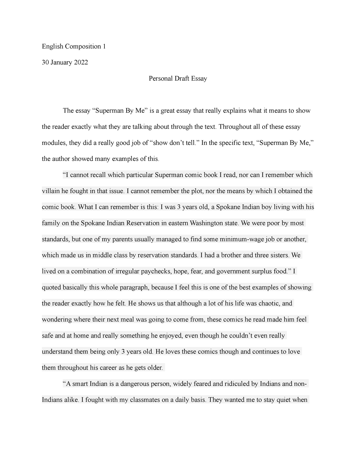 personal essay draft